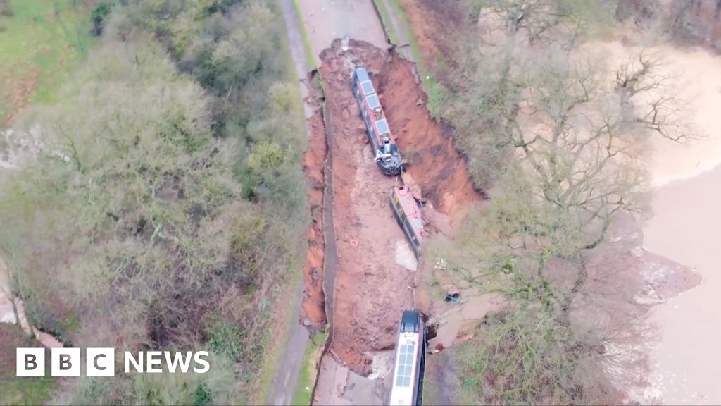 Aerial footage shows scale of damage from Shropshire 'sinkhole'