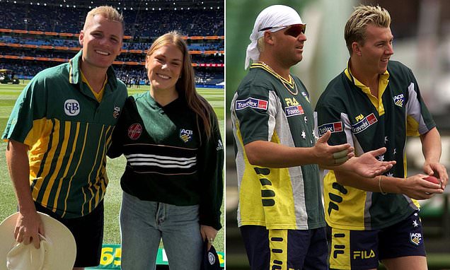 Brooke and Jackson Warne don late father Shane's old kit