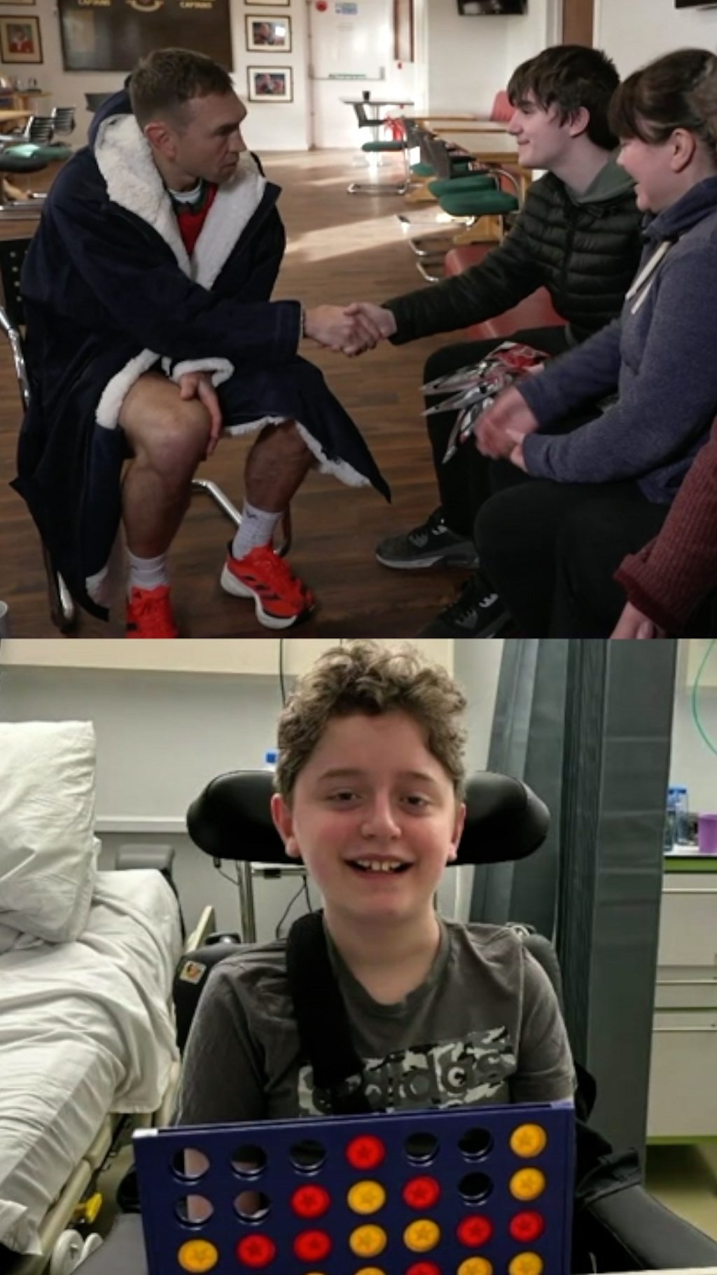 Rugby star Kevin Sinfield meets family of boy who died of MND