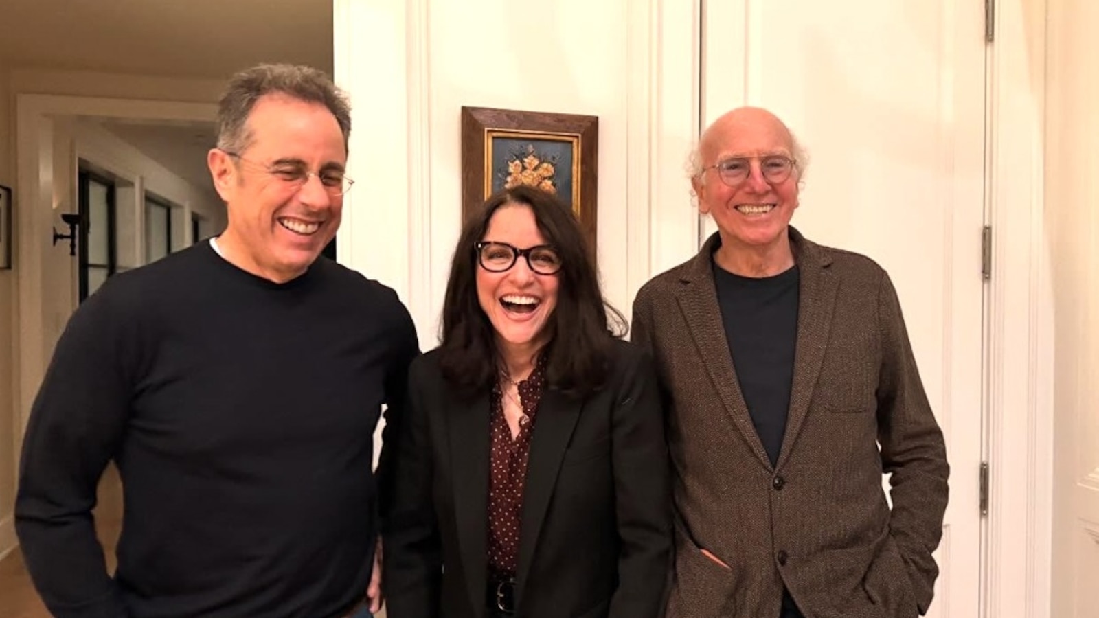 Larry David, Julia Louis-Dreyfus and Jerry Seinfeld reunite in Christmas Eve photo