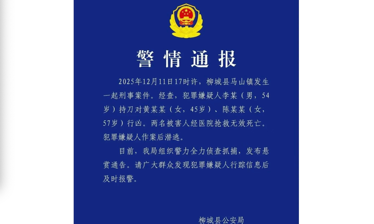 Police hunt for fleeing suspect after fatal stabbing of 2 women in Liuzhou