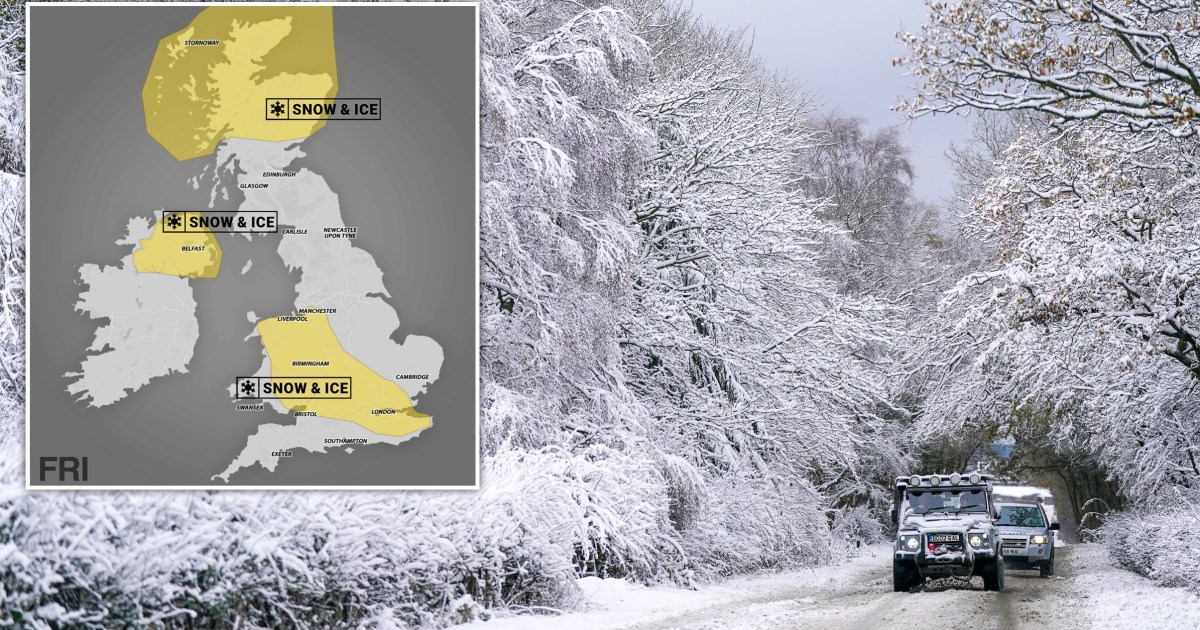 Snow warning for London with New Year Arctic freeze sending temperatures to -8C