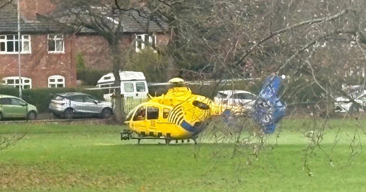 Man stabbed outside primary school as police swoop and air ambulance lands