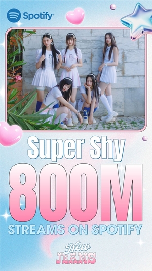 NewJeans' 'Super Shy' garners 800m Spotify streams