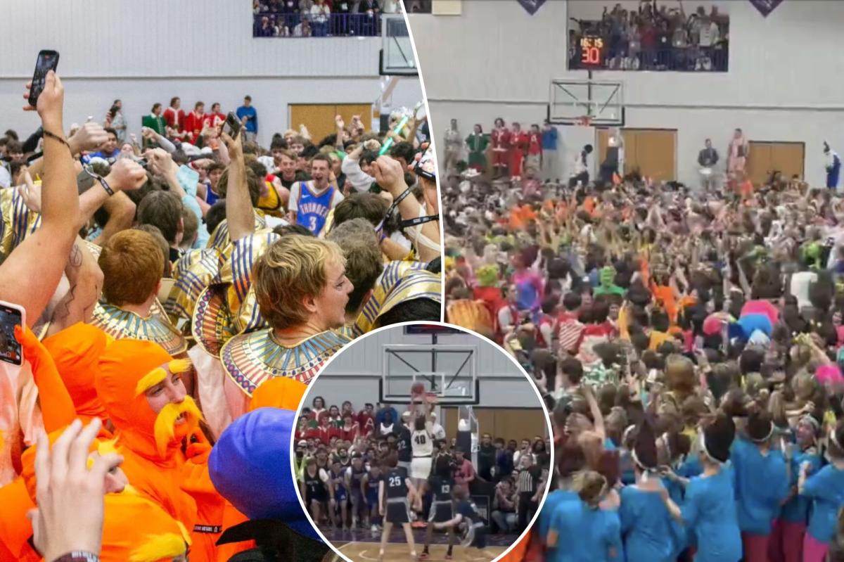 Taylor University basketball fans storm court as part of iconic...