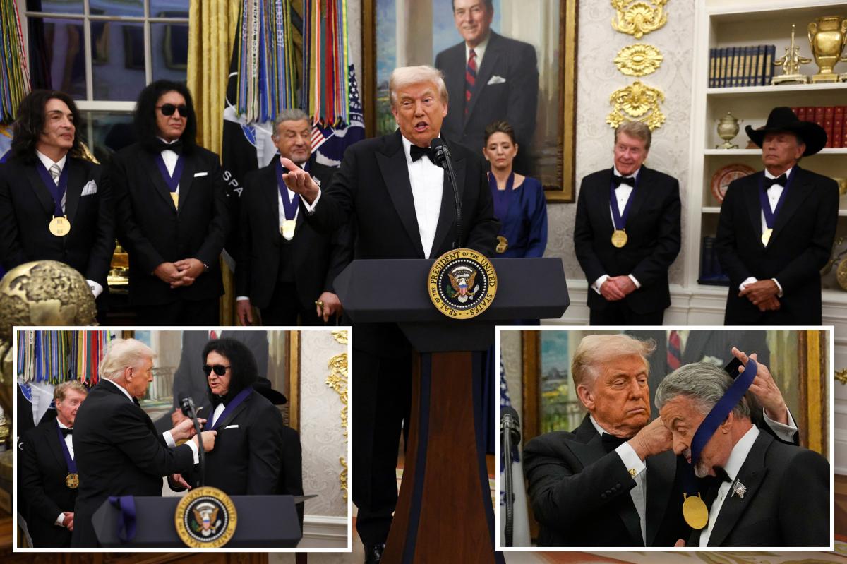 Trump awards medals to Kennedy Center Honorees Gene Simmons, George...