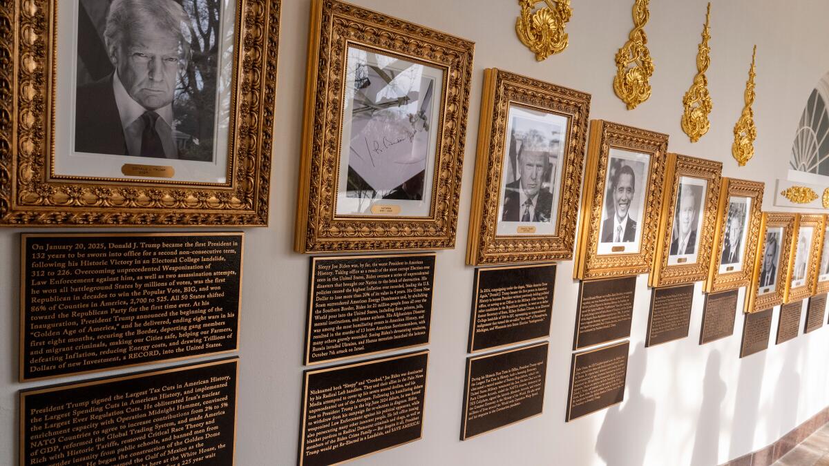 Letters to the Editor: Trump's new disparaging presidential plaques are 'despicable'