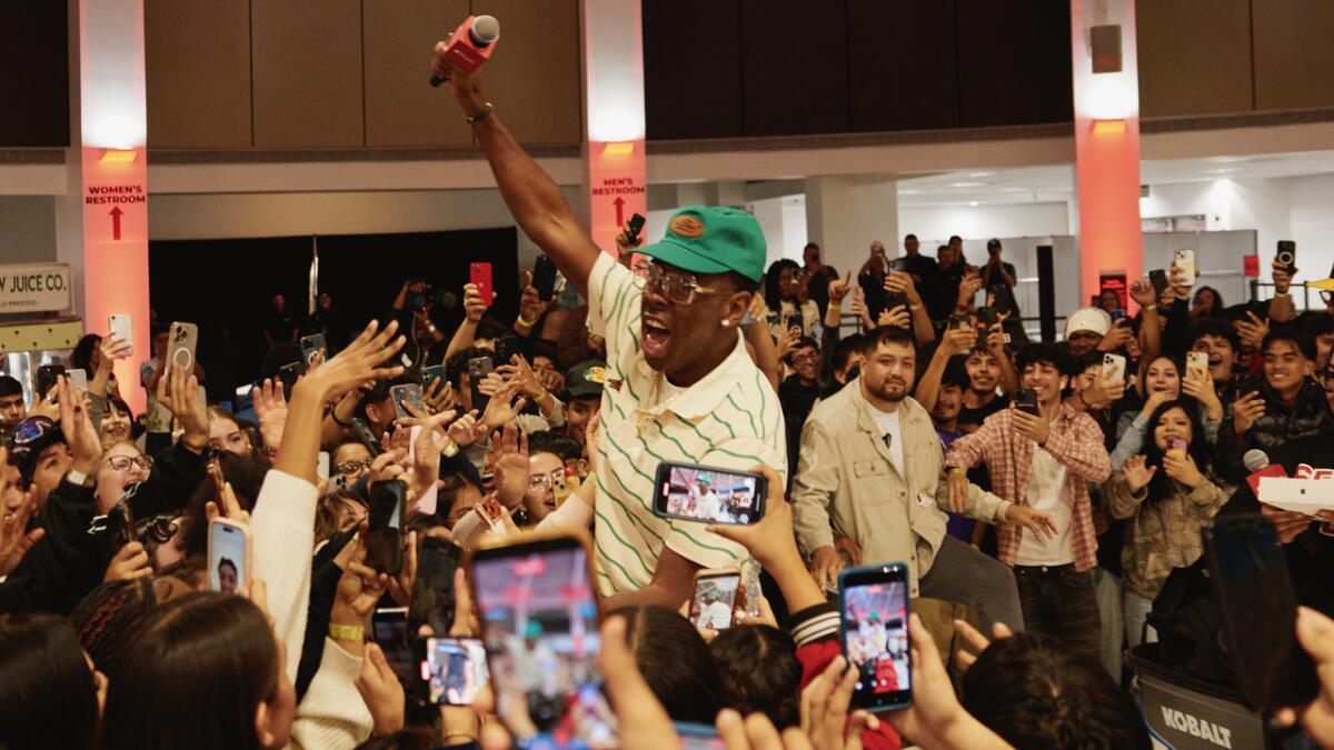 Advice and iPads: Tyler, the Creator returns to his Hawthorne high school alma mater to give back
