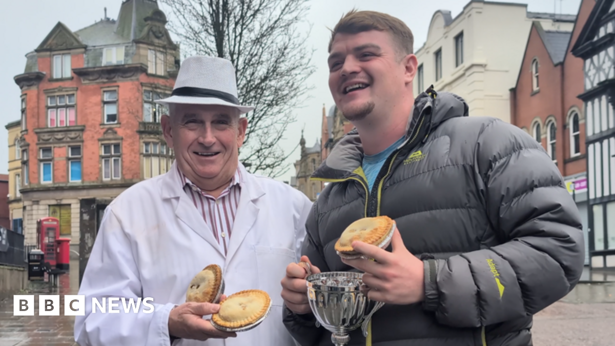 Wigan pie-eating champion polishes off pie in 64 seconds