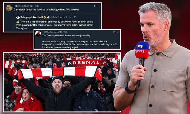 Arsenal fans accuse Jamie Carragher of deliberately piling pressure on