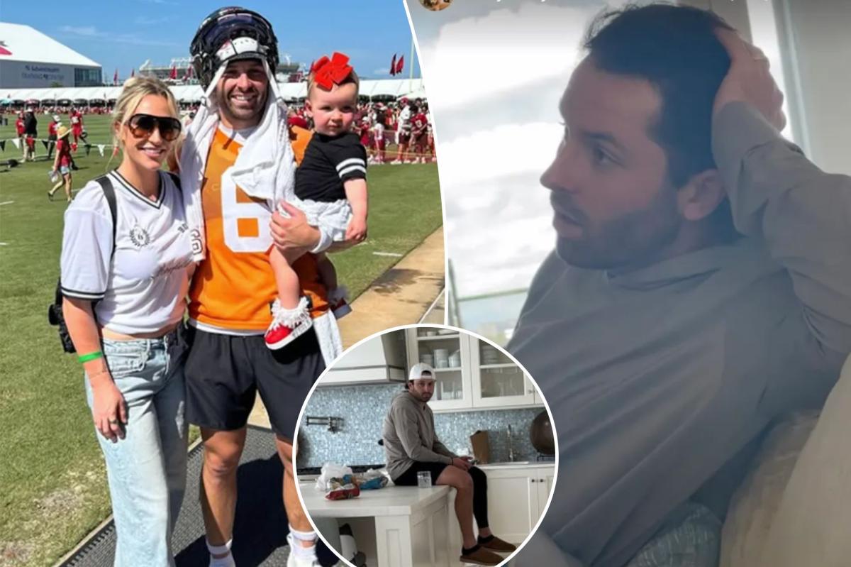 Baker Mayfield's wife captures QB stress-watching as Saints and...