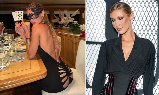 Bella Hadid risks a wardrobe malfunction in gown with BUTT cut-outs