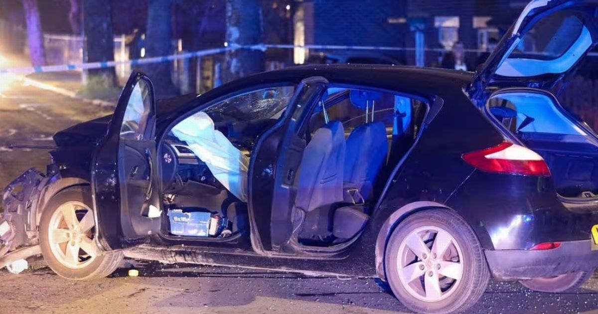 Car ploughs into garden following serious crash in Ashton-under-Lyne - The Mirror