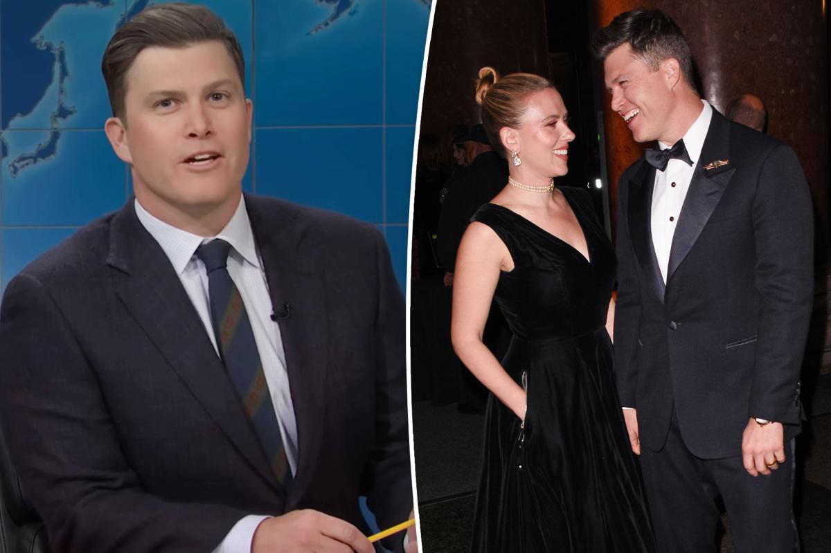 Colin Jost reacts to wife Scarlett Johansson losing title as...