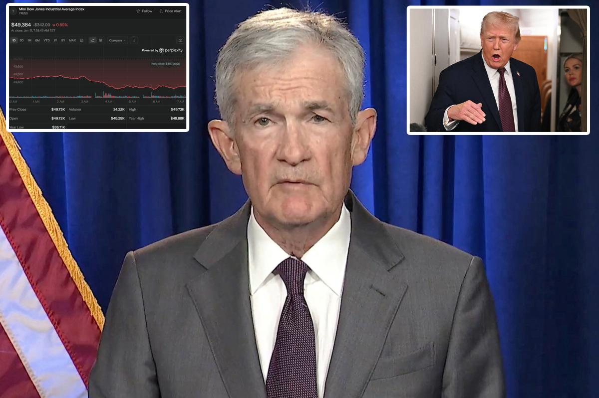 US stocks slide, gold surges after DOJ opens criminal probe into Fed...
