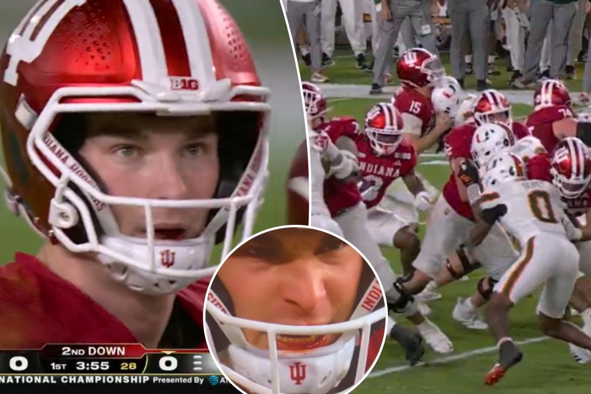 Fernando Mendoza left bloodied on booming hit early in CFP National...