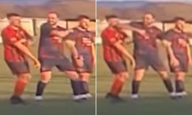 Footballer is arrested after 'brutally elbowing opponent in the face'