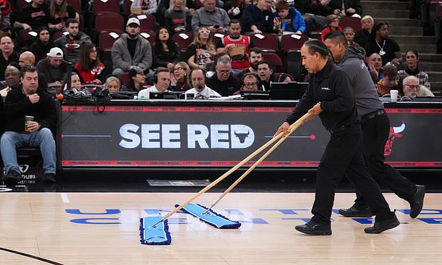 The start of the Heat-Bulls game at the United Center delayed by...