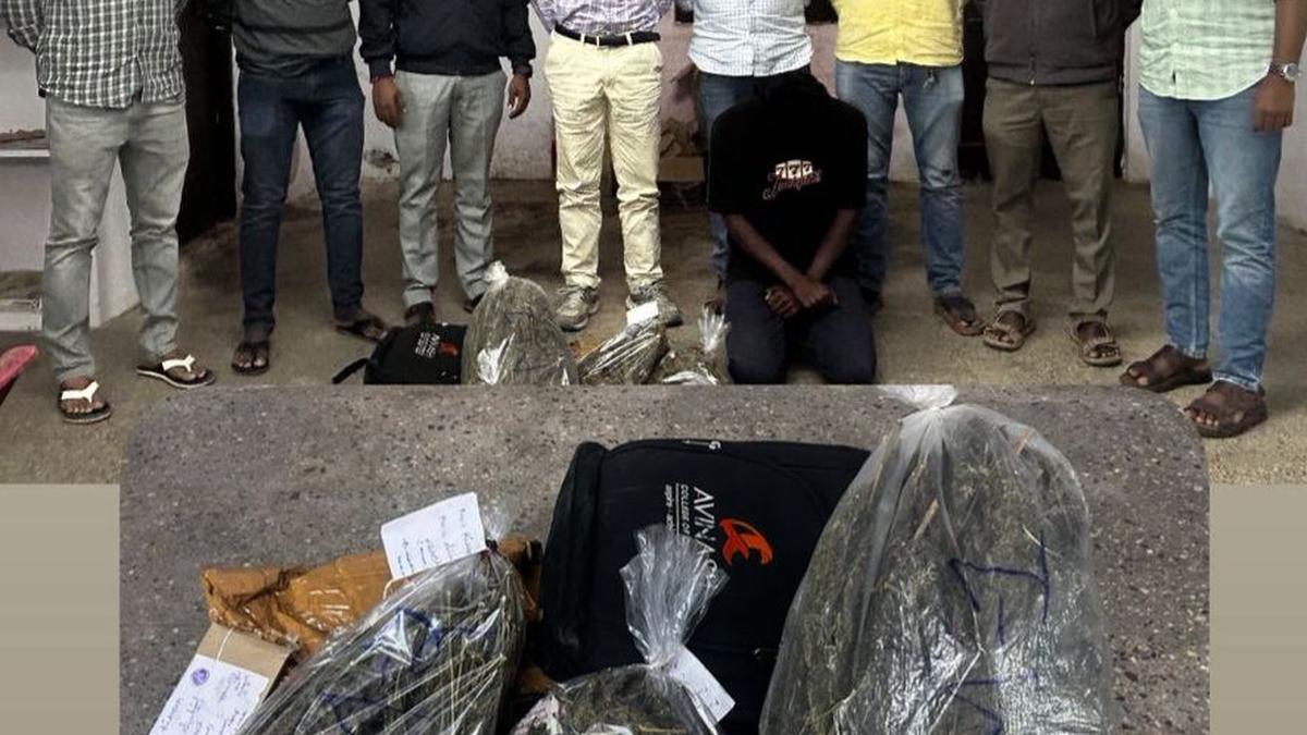 Seven arrested in Hyderabad as excise teams seize over eight kilograms of ganja and 43 bottles of illegal liquor