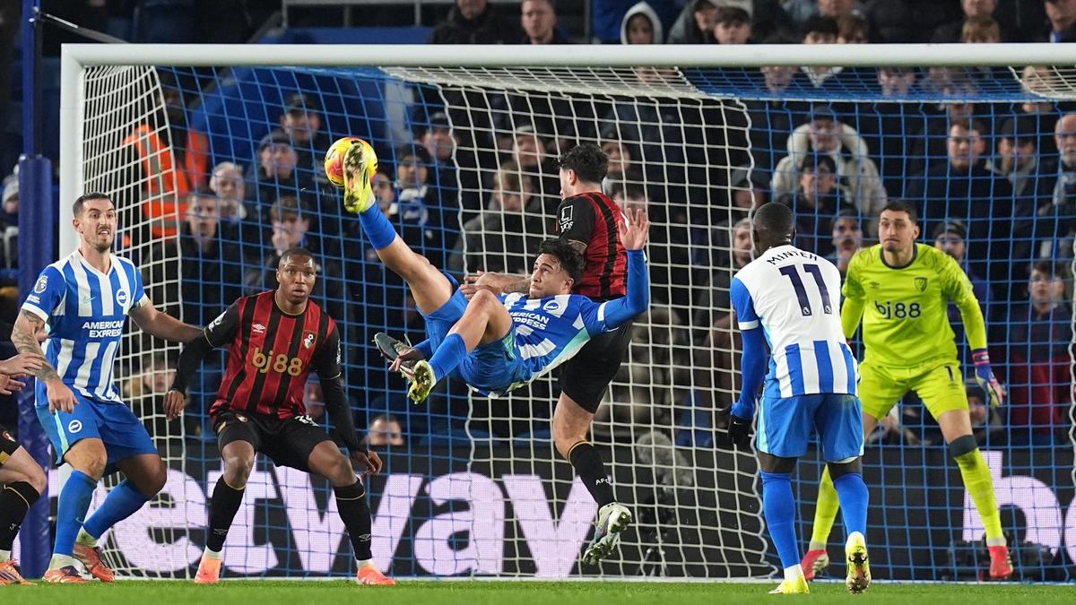 Kostoulas's late overhead kick rescues point for Brighton in 1-1 draw with Bournemouth