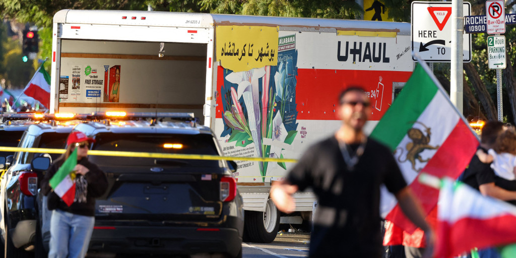 Man booked on reckless driving charge after U-Haul truck drives through Iran protesters in L.A.