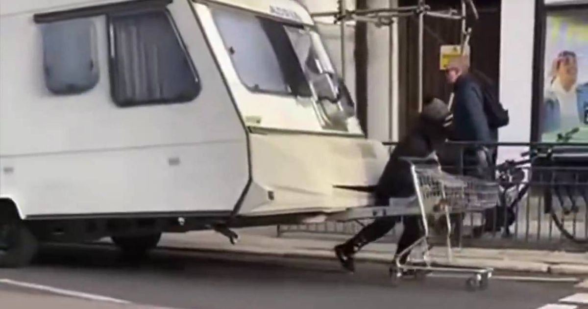 Man's heartbreaking explanation for pulling caravan through streets with shopping trolley - The Mirror