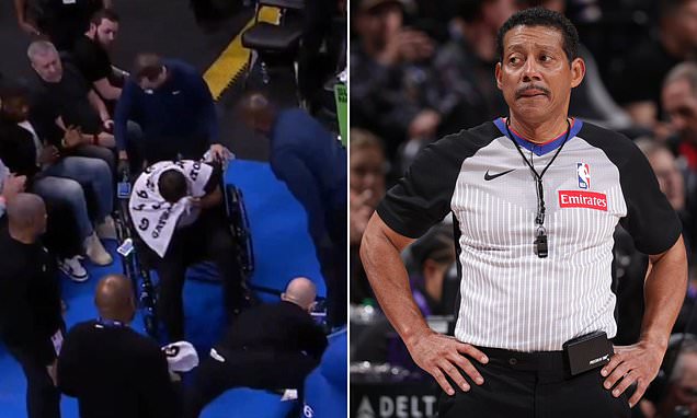 NBA referee leaves game in a wheelchair after suffering brutal injury