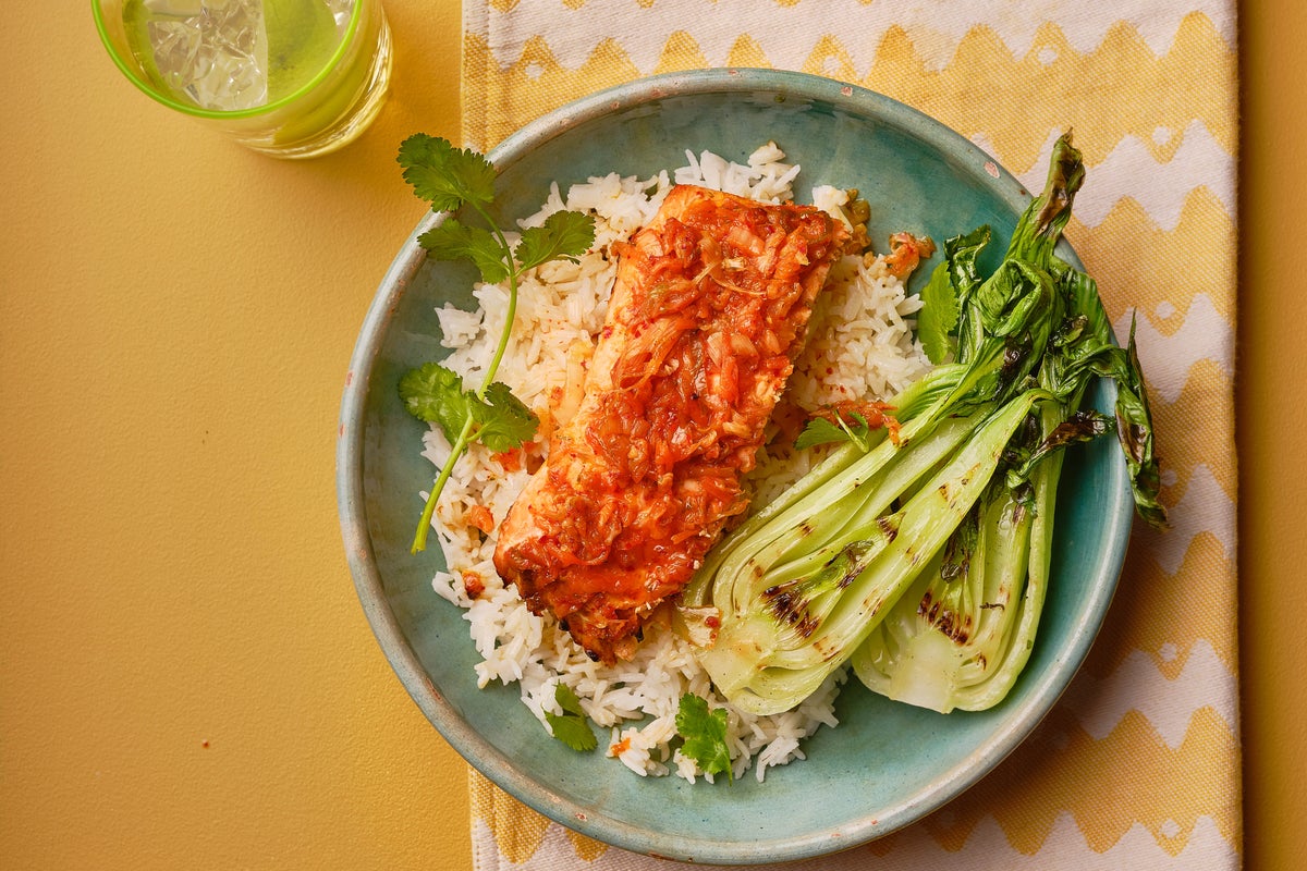 Ryan Riley's recipe for joy: Kimchi salmon with ginger greens