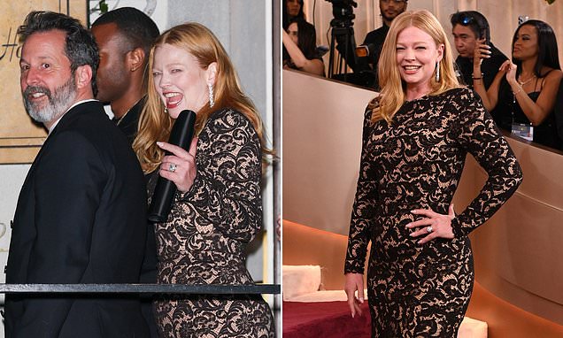 Sarah Snook makes a rare appearance with husband Dave Lawson