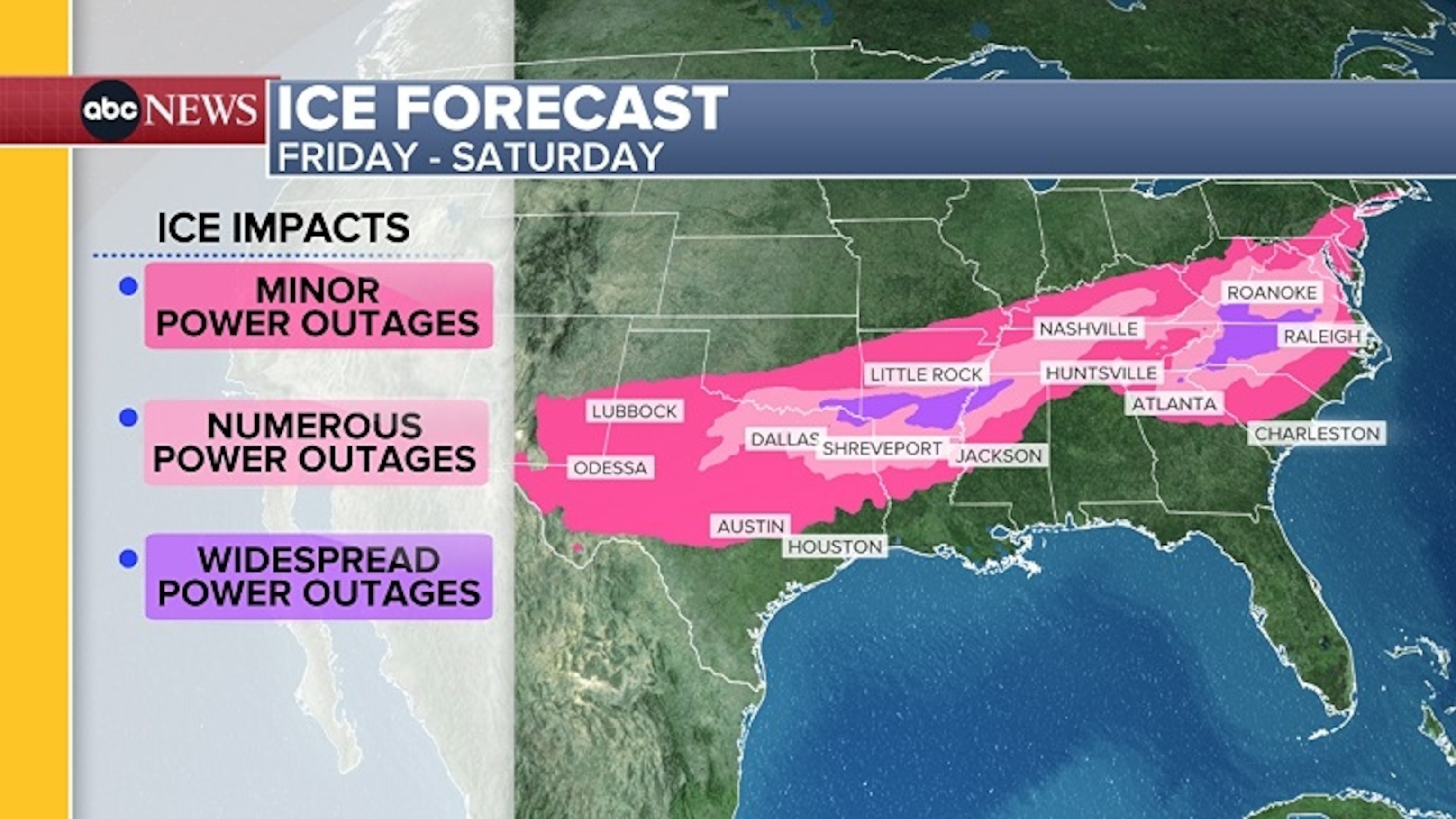 Ice danger in the South