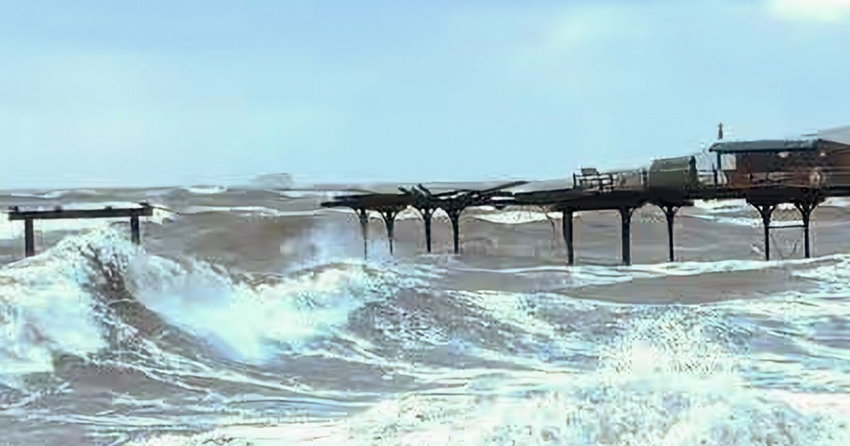 Storm Ingrid horror as iconic pier destroyed and sea wall collapses in 60mph winds - The Mirror