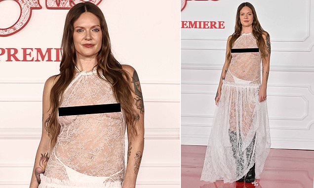 Tove Lo goes braless in a sheer dress at Wuthering Heights premiere