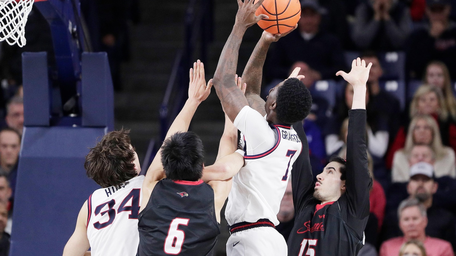 Tyon Grant-Foster helps No. 7 Gonzaga survive challenge from Seattle and win 80-72 in overtime