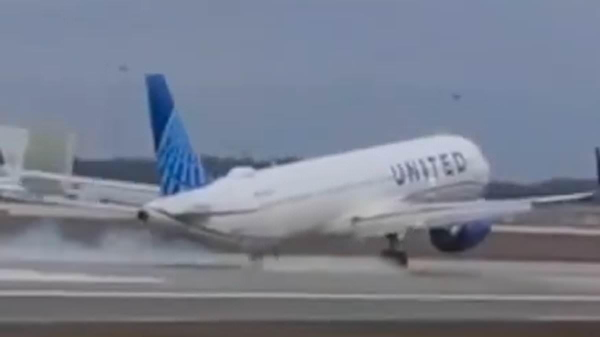 United jet's nose wheel snaps off as it comes into land at airport