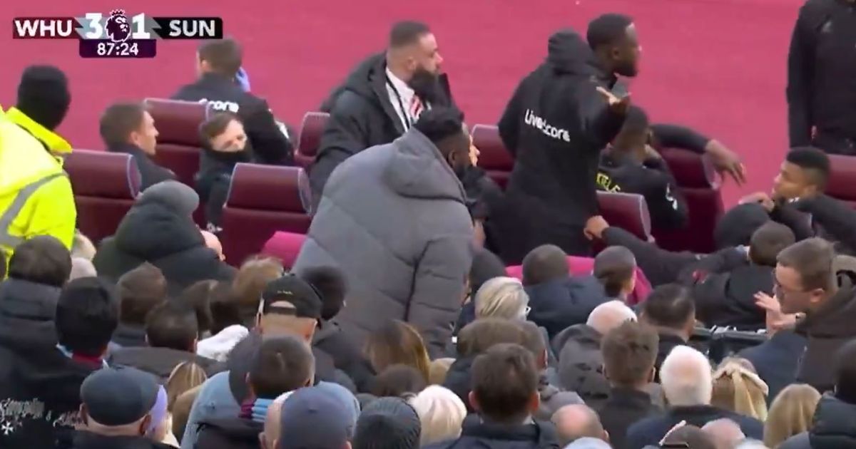 BREAKING: West Ham vs Sunderland paused as players and fans involved in furious row - The Mirror