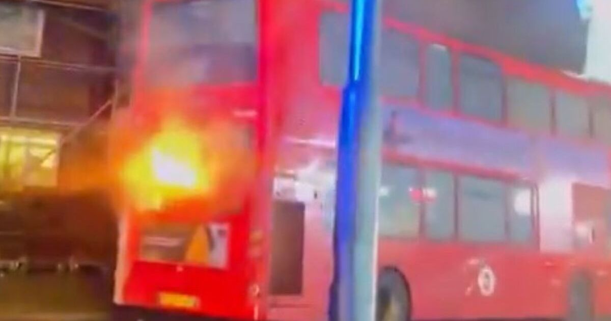 Bus bursts into flames as terrifed passengers desperately evacuate blaze