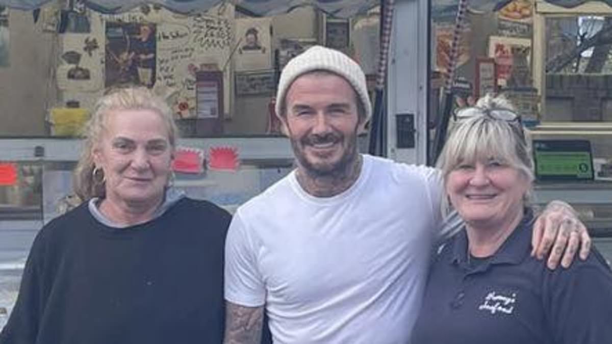 David Beckham stays loyal to his roots as he dines at a fish shack