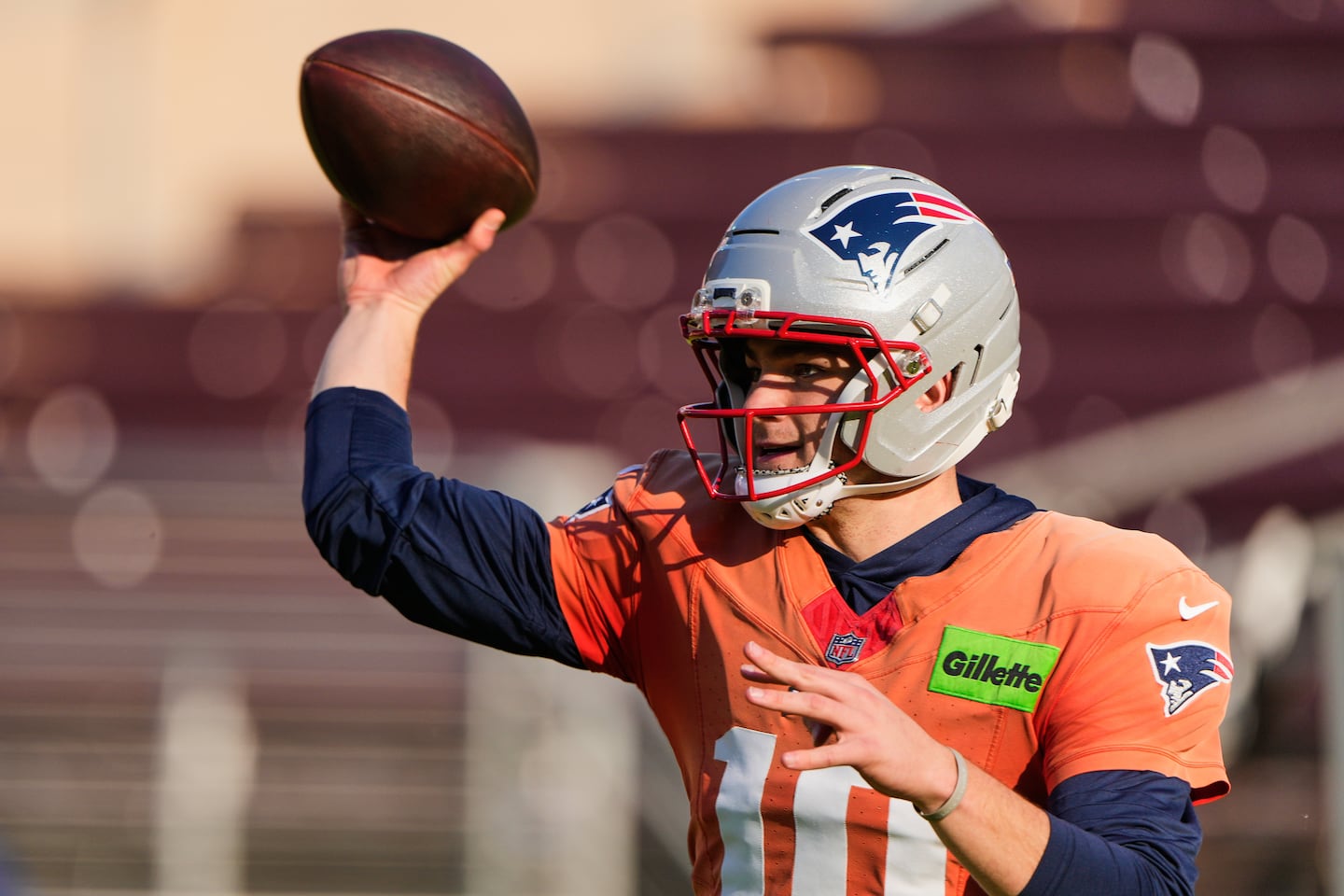 Drake Maye maintains positive outlook after Thursday's Super Bowl practice - The Boston Globe