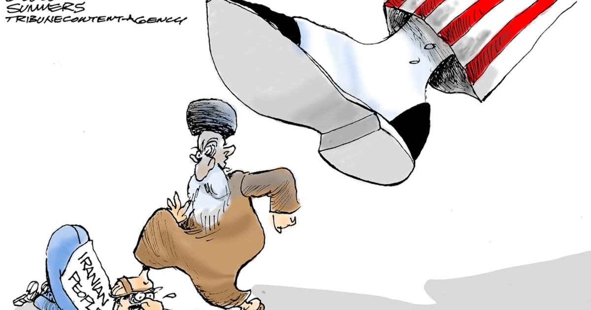Editorial cartoon: Iranian people crushed