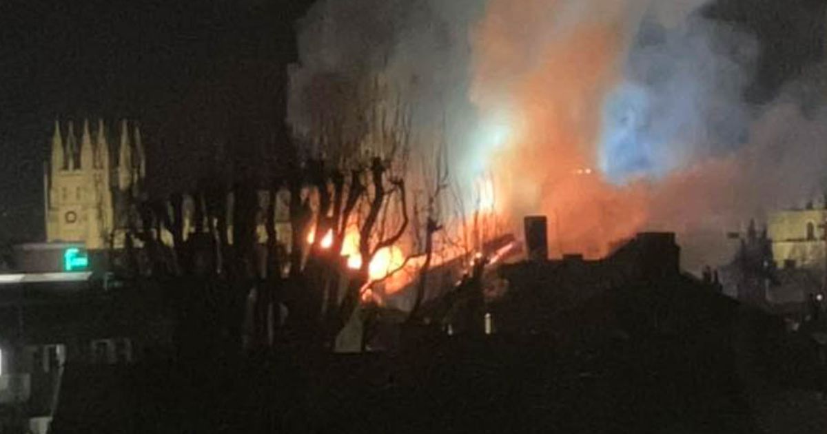 Massive blaze rips through former cinema as locals told 'keep windows and doors closed' - The Mirror