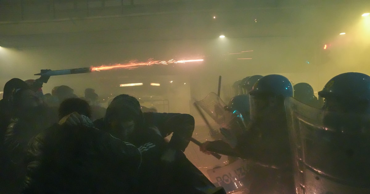Italian police clash with protesters near Winter Olympics hockey venue