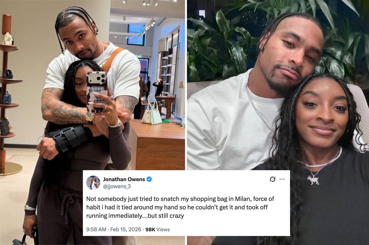 Simone Biles' husband Jonathan Owens says he was nearly robbed in...