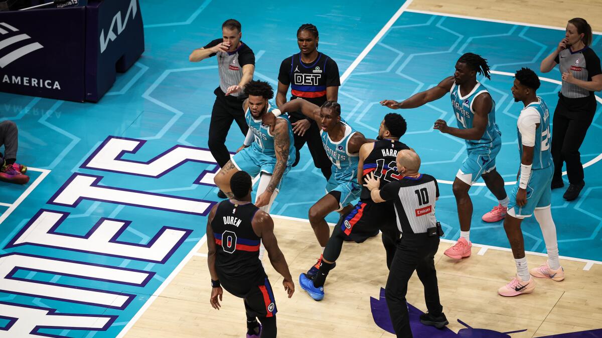 NBA suspends Isaiah Stewart and three others for their roles in Pistons-Hornets brawl