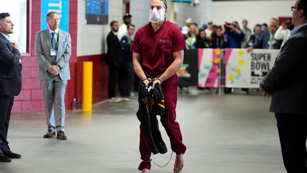 Patriots' Mack Collins arrived at Super Bowl dressed as a prisoner. Here's why that's not surprising