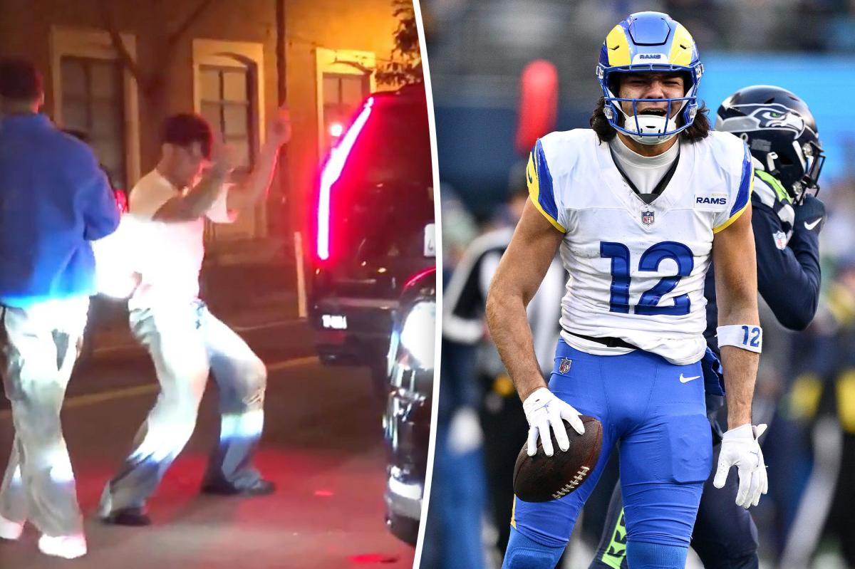 Puka Nacua seen stumbling, dancing in San Francisco street after...