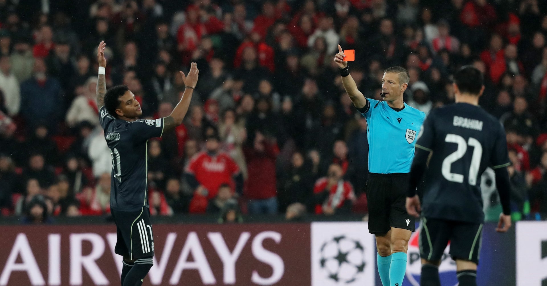 Real's Rodrygo handed two-match ban by UEFA for insulting referee during Benfica loss