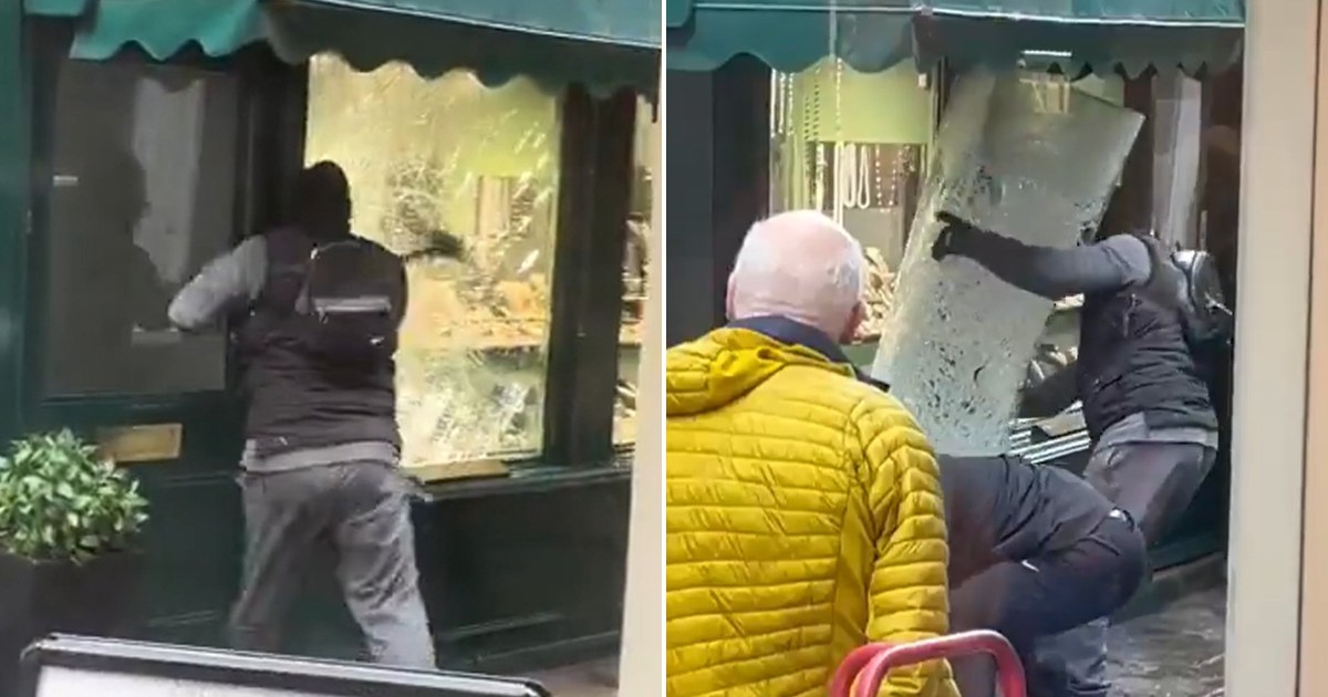Moment thieves brazenly smash window of family-run jewellers in Richmond
